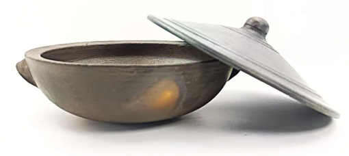 1 Liter Premium Handcrafted Clay Kadai with Lid for Cooking and Serving. Color: Black - Image 2